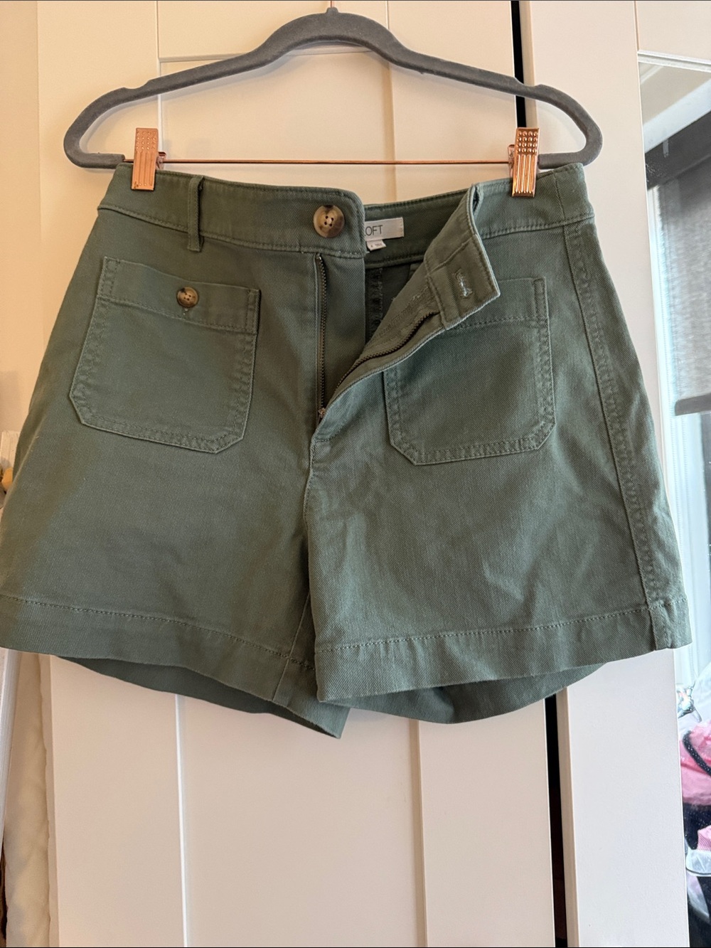 LOFT Olive Utility High-Rise Shorts